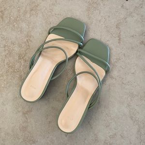 Green small heel sandals